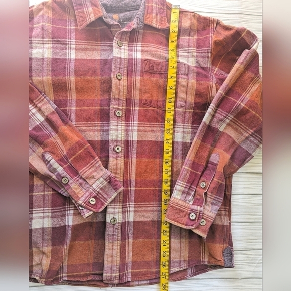 Carhartt Hubbard Cotton Flannel Button Down in Red and Orange Size Large - Picture 8 of 10